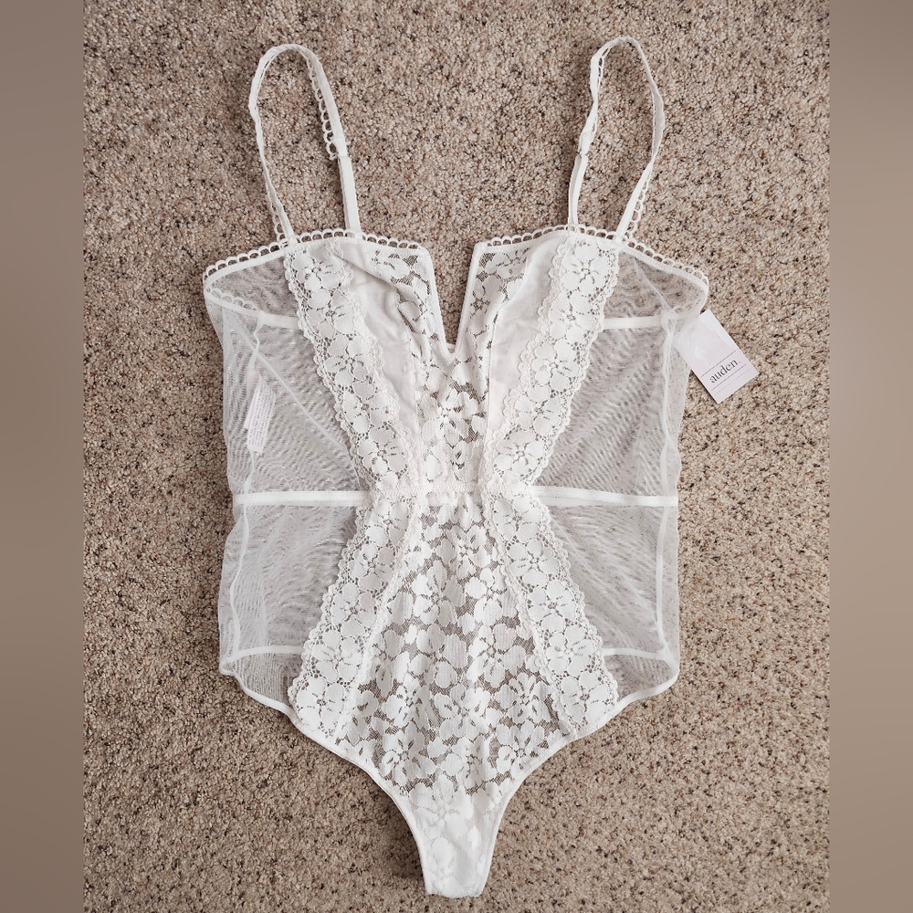 New Auden White Mesh Bodysuit